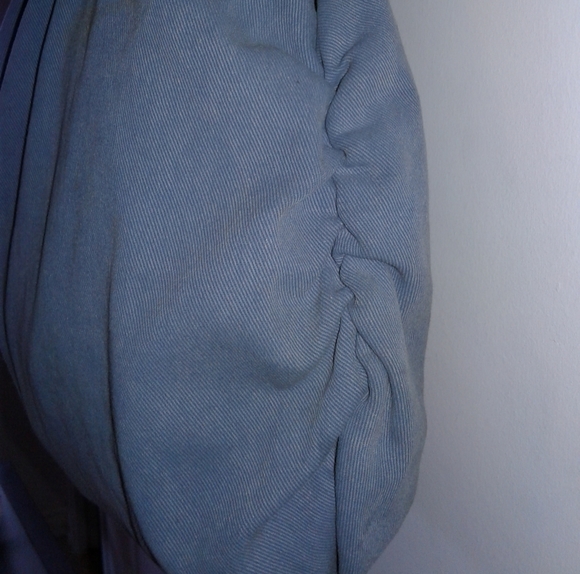 miu miu shoulder bag flower motif blue denim canvas tan leather tote hand-bag - Picture 10 of 11